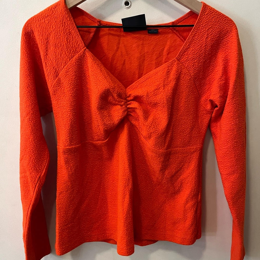 Anthropologie Vibrant Red/Orange Long Sleeve Top